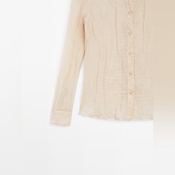 NWT. Massimo Dutti Cream Shirt with Textured Detail. Size L. - Picture 8 of 13